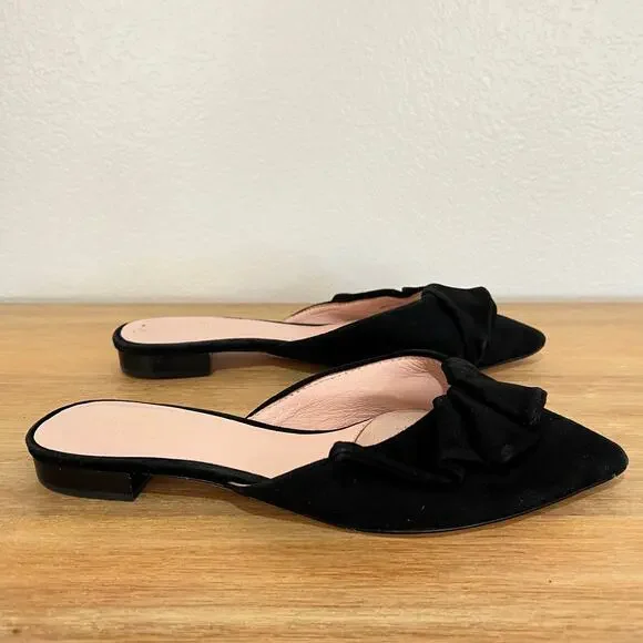 Kate Spade Faryn Black Suede Slip On Ruffle Mules Size 7.5 - Picture 9 of 15